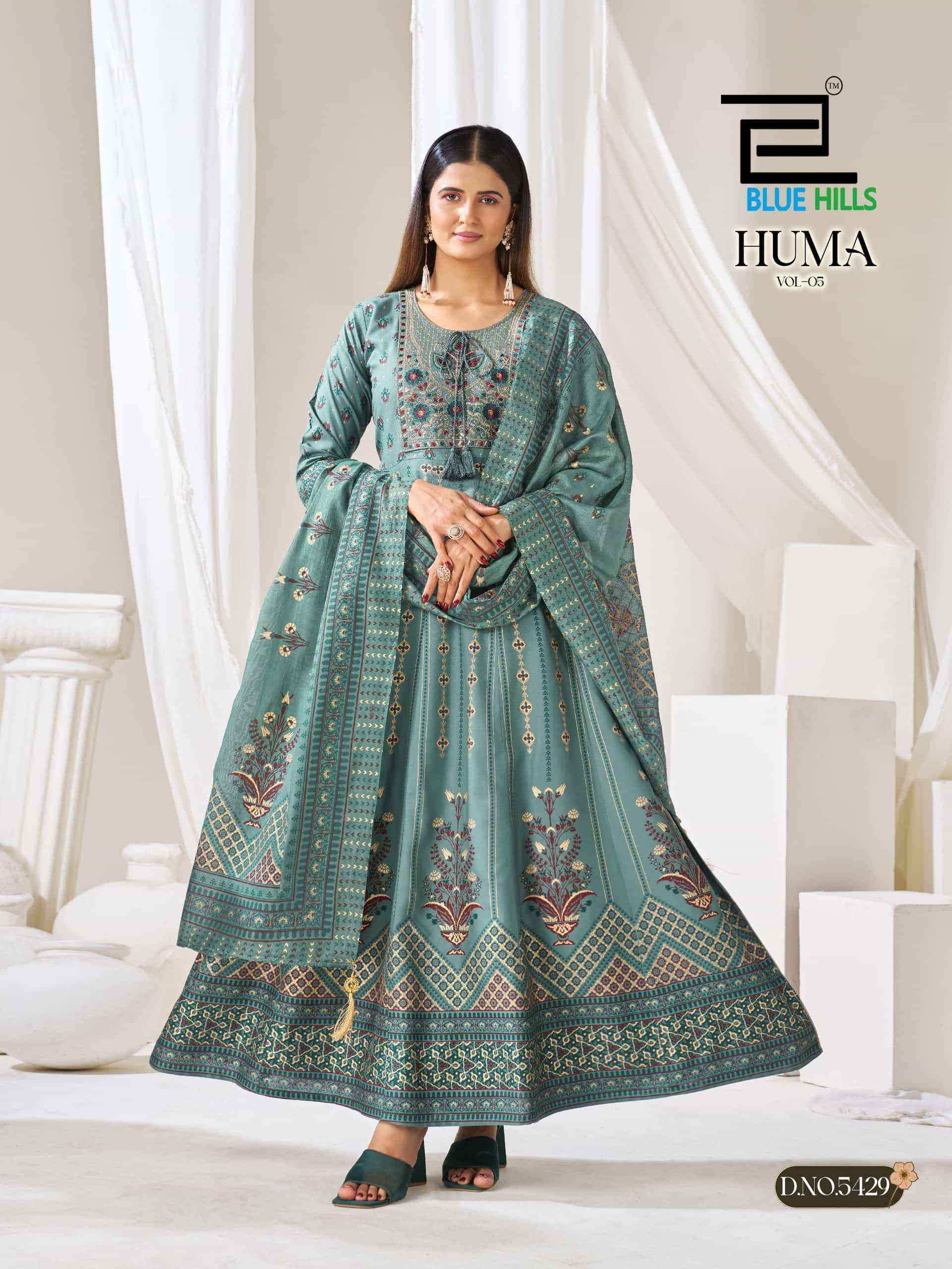 Blue Hills Huma Vol 5 Anarkali Wholesale Market Surat ( 6 Pcs Catalogue )
