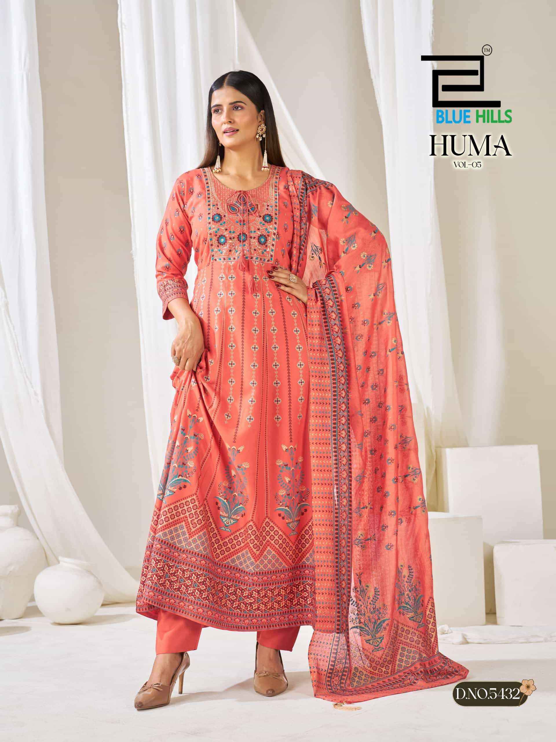 Blue Hills Huma Vol 5 Anarkali Wholesale Market Surat ( 6 Pcs Catalogue )