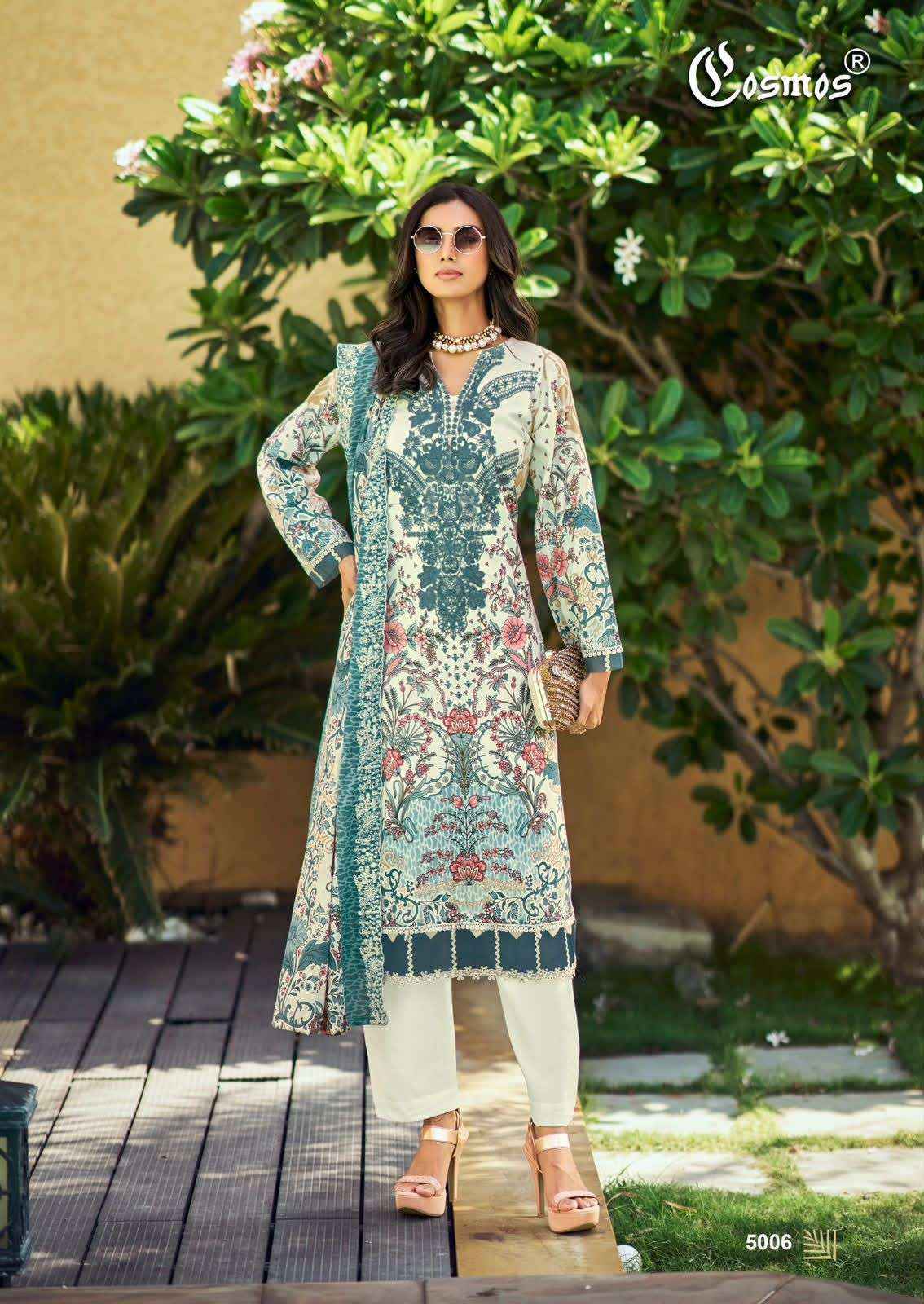 COSMOS FASHION NEEDLE WONDER VOL 5 LAWN COTTON SUIT ( 8 PCS CATALOGUE )