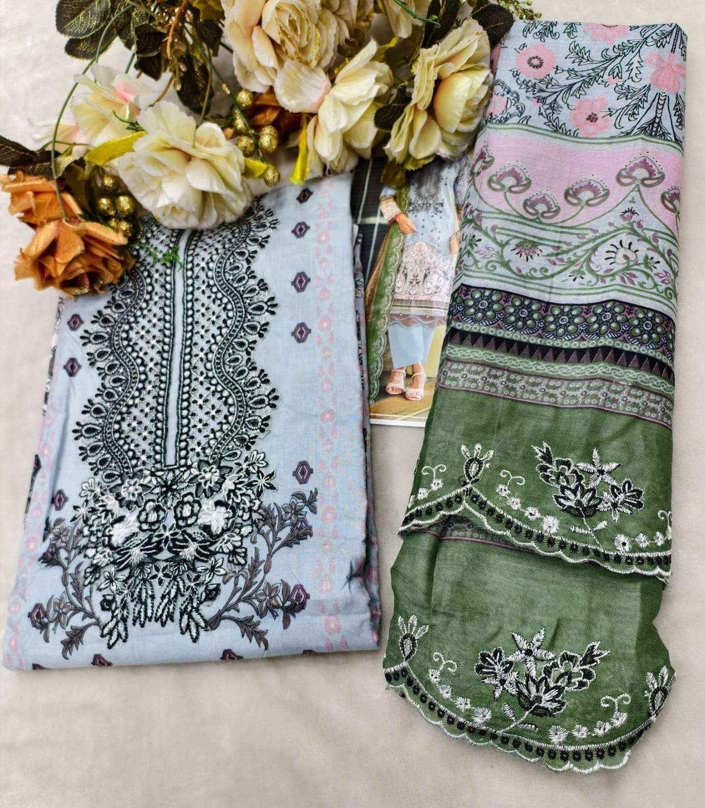 COSMOS FASHION NEEDLE WONDER VOL 5 LAWN COTTON SUIT ( 8 PCS CATALOGUE )