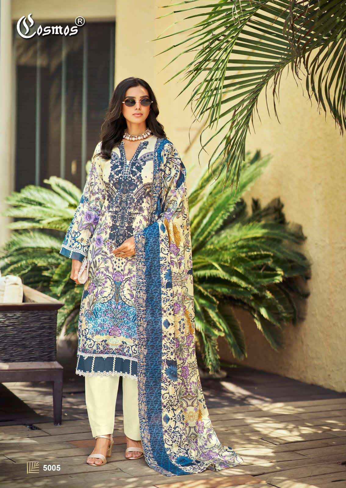COSMOS FASHION NEEDLE WONDER VOL 5 LAWN COTTON SUIT ( 8 PCS CATALOGUE )