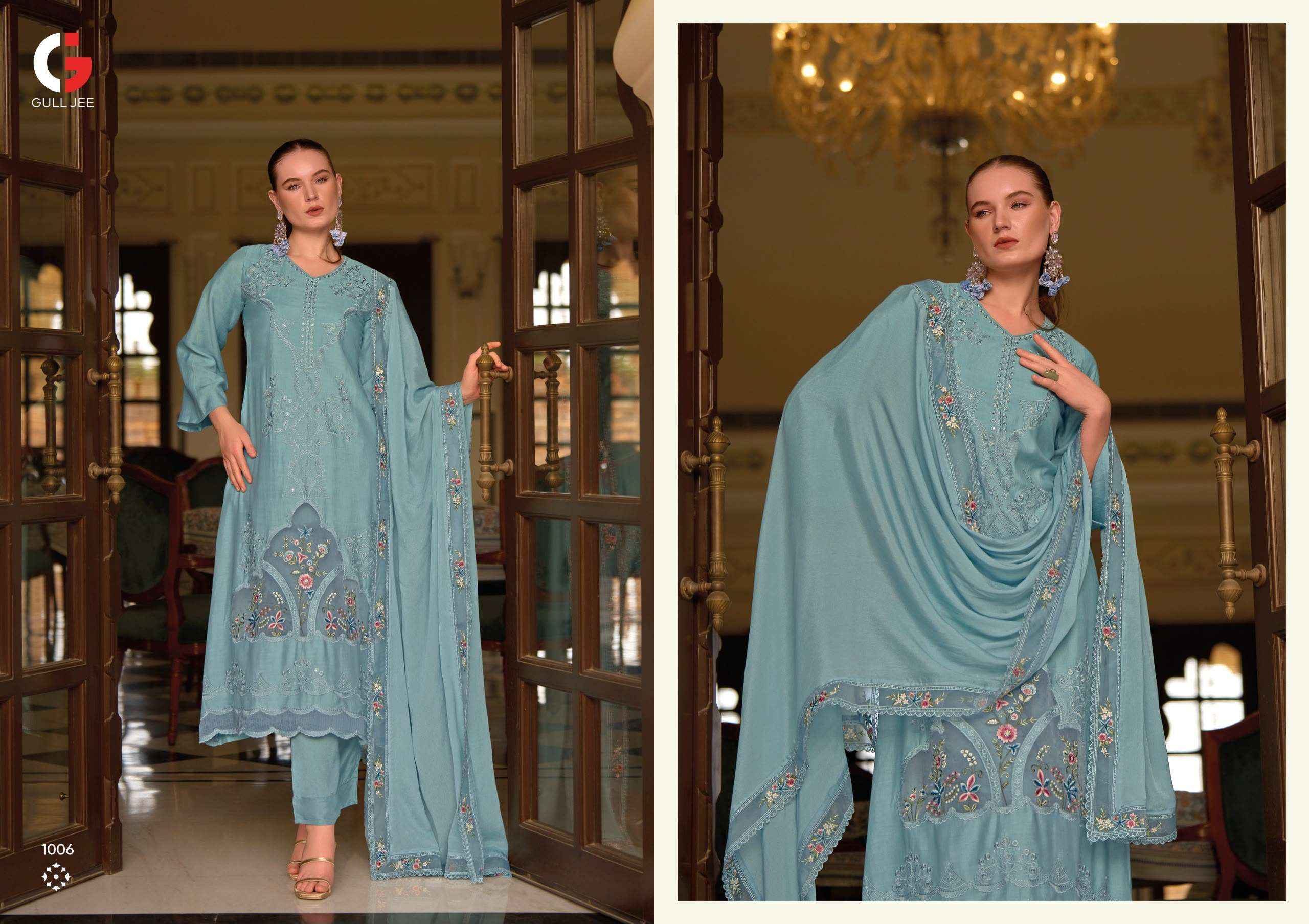 DEEPSY SUITS GULL JEE GRASSY VISCOSE HEAVY EMBROIDERED DESIGNER WORK DRESS MATERIAL _ WHOLESALE FACTORY RATE ( 6 PCS CATALOG )