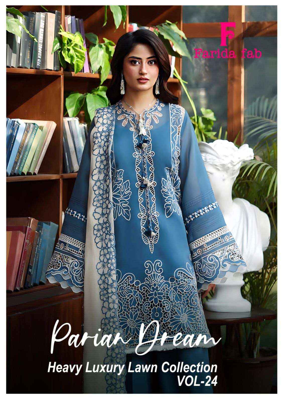 Farida Fab Parian Dream Vol 24 Pure Cotton Pakistani Suits Wholesale Price ( 6 Pcs Catalogue )