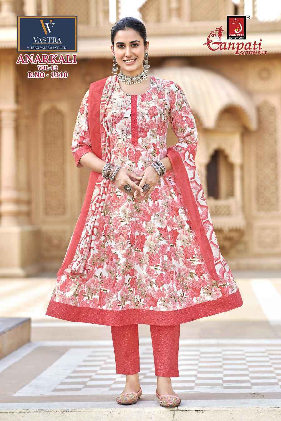 Ganpati Anarkali Vol 13 Readymade Cotton Dress 12 pcs Catalogue