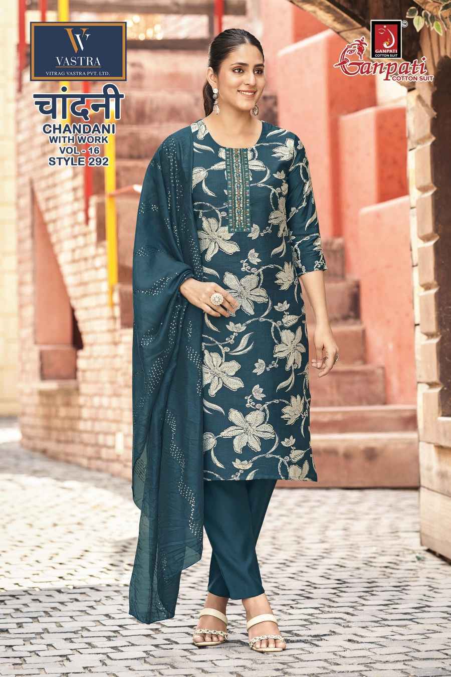 Ganpati Chandani With Work Vol 16 Readymade Vartican Suits ( 12 pcs Catalogue )