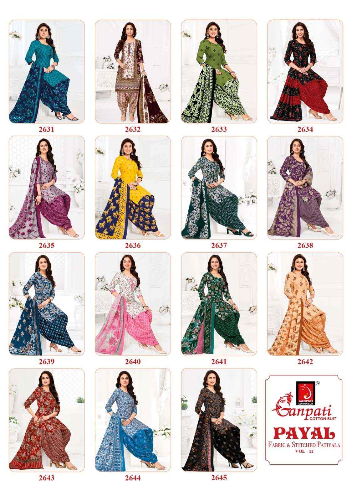Ganpati Payal Vol 12 Pure Cotton Dress Material Wholesale Price ( 15 Pcs Catalogue )