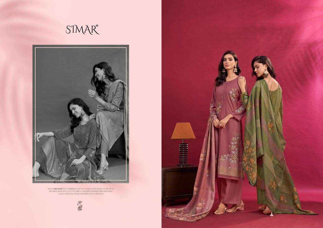 Glossy Simar Isharat Fancy Muslin Ladies Dress Material _ Wholesale factory Rate ( 4 Pcs Catalog )