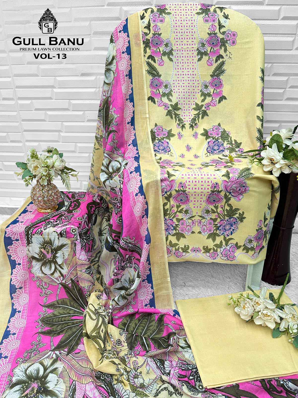 Gull Aahmed Gull Banu Vol 13 Cambric Cotton Dress Material Wholesale Surat Market Rate ( 6 Pcs Catalog )