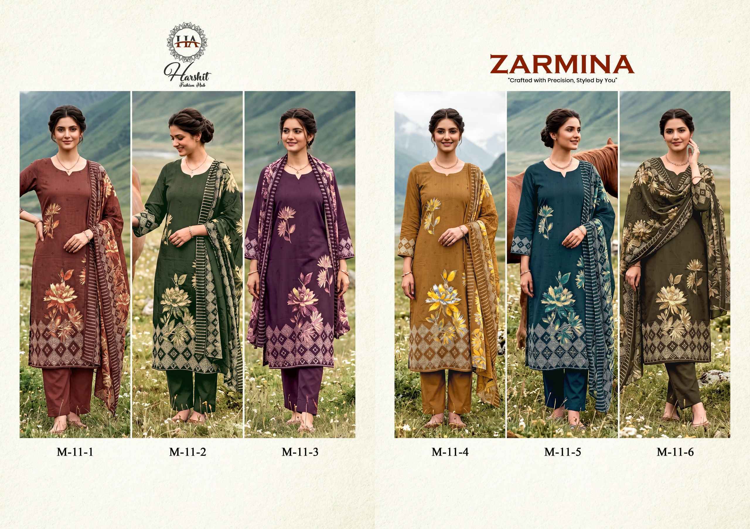 Harshit Fashion Zarmina Zam Dress Material _ Wholesale Factory Rate ( 6 Pcs Catalog )