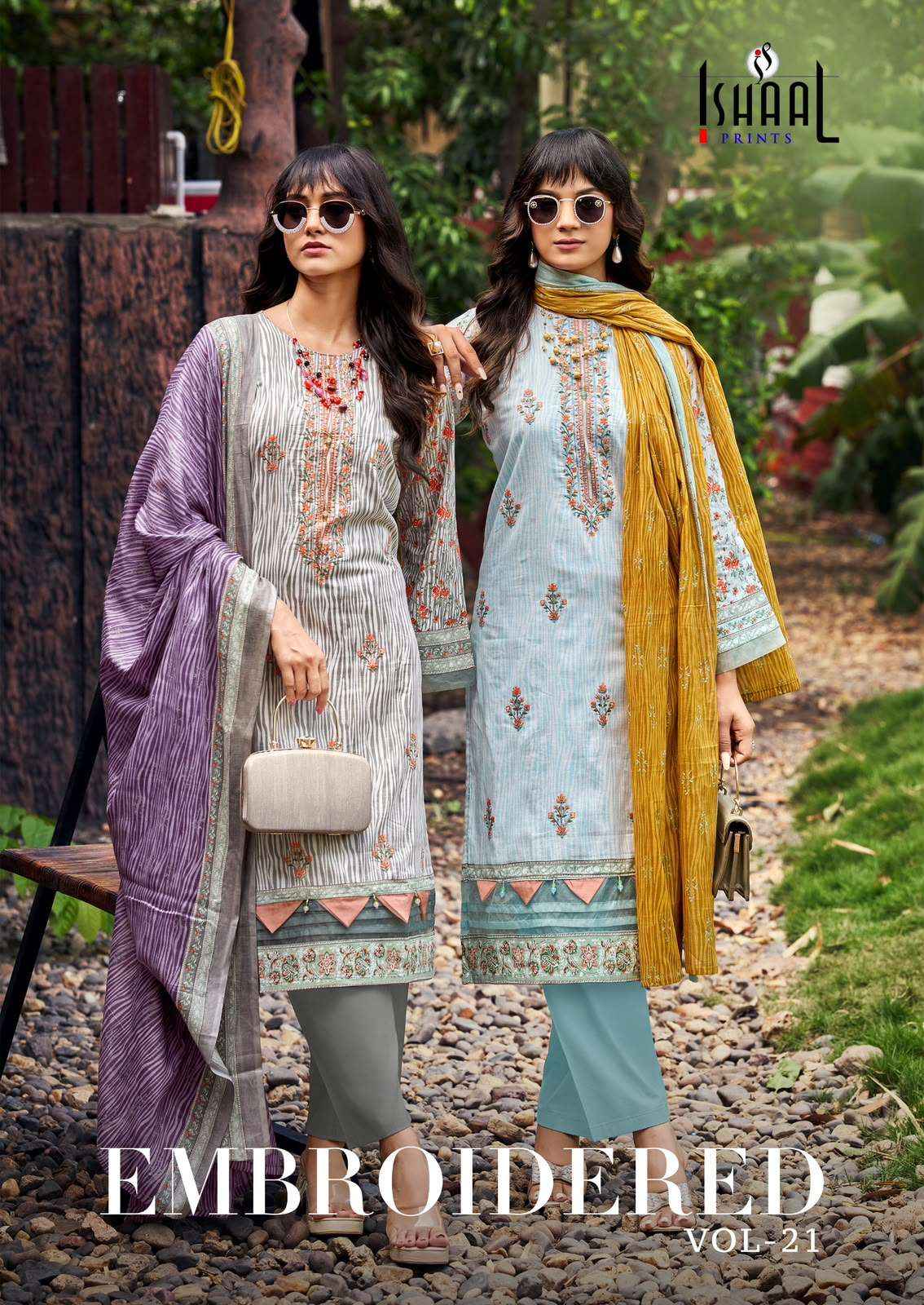 Ishaal Embroidered Vol 21 Lawn Cotton Dress Material Wholesale Surat ( 10 pcs Catalogue )