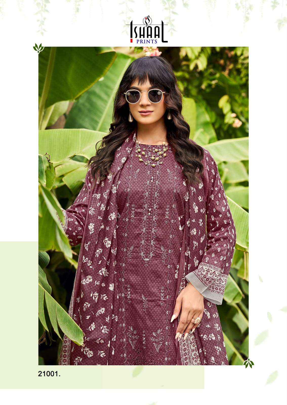 Ishaal Embroidered Vol 21 Lawn Cotton Dress Material Wholesale Surat ( 10 pcs Catalogue )