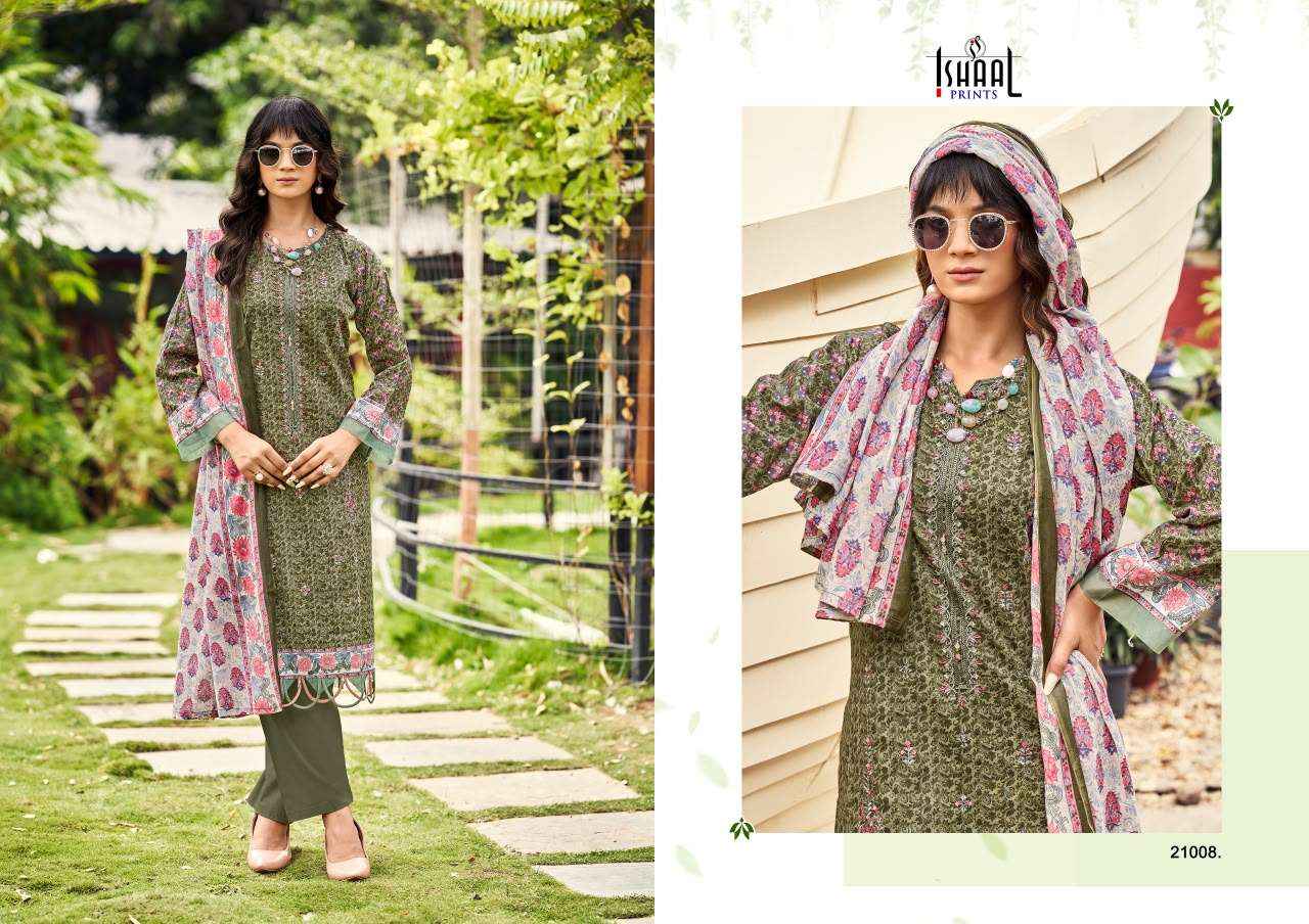 Ishaal Embroidered Vol 21 Lawn Cotton Dress Material Wholesale Surat ( 10 pcs Catalogue )