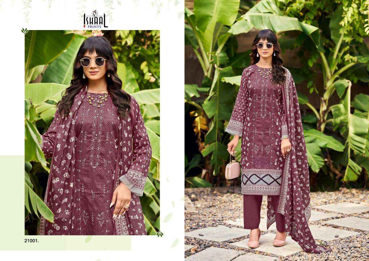 Ishaal Embroidered Vol 21 Lawn Cotton Dress Material Wholesale Surat ( 10 pcs Catalogue )