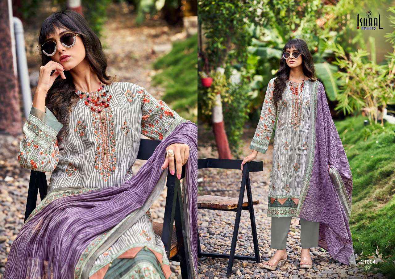 Ishaal Embroidered Vol 21 Lawn Cotton Dress Material Wholesale Surat ( 10 pcs Catalogue )