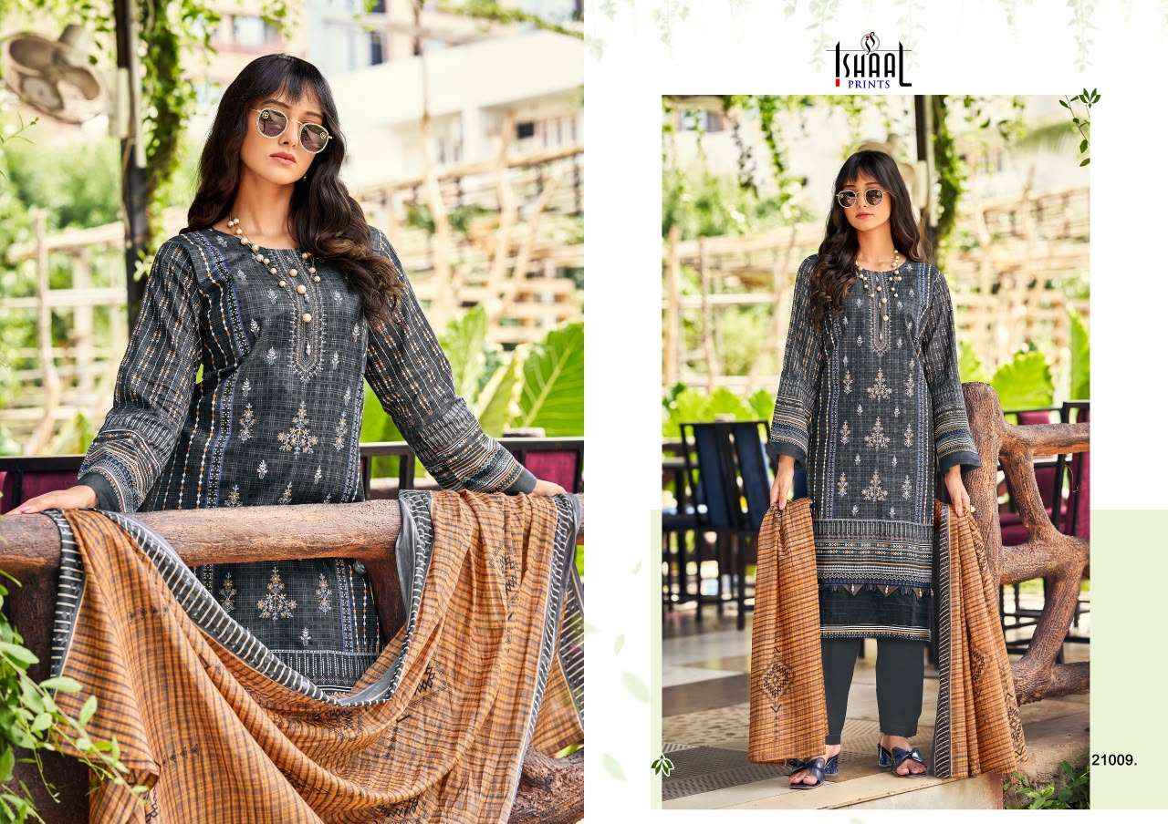 Ishaal Embroidered Vol 21 Lawn Cotton Dress Material Wholesale Surat ( 10 pcs Catalogue )