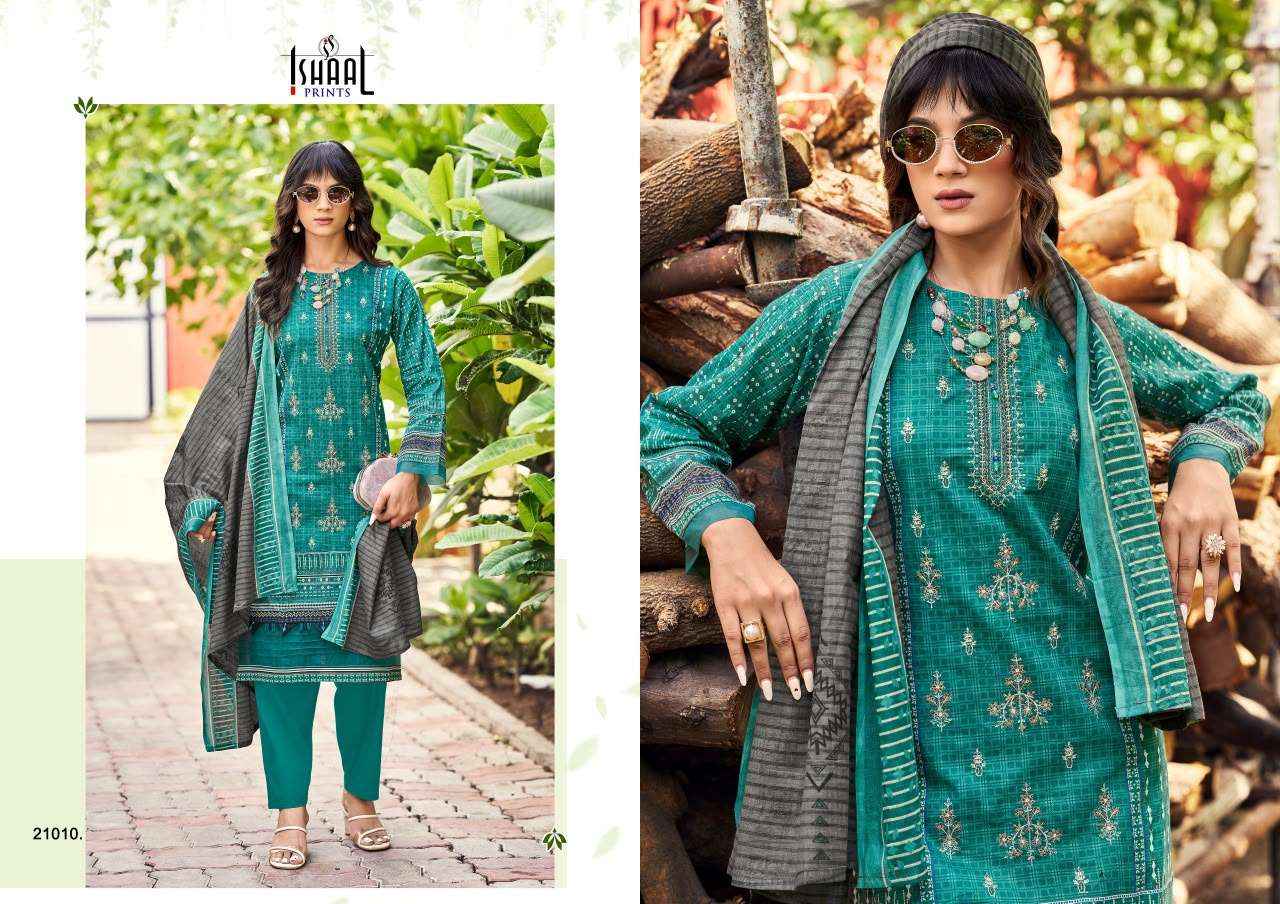 Ishaal Embroidered Vol 21 Lawn Cotton Dress Material Wholesale Surat ( 10 pcs Catalogue )