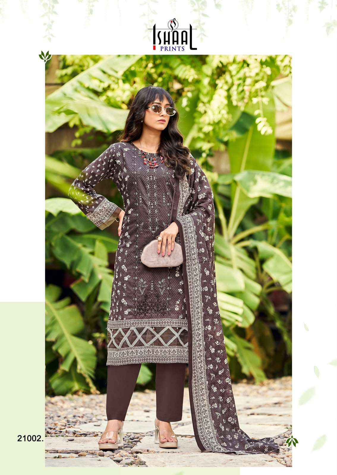 Ishaal Embroidered Vol 21 Lawn Cotton Dress Material Wholesale Surat ( 10 pcs Catalogue )