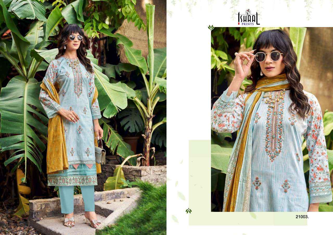 Ishaal Embroidered Vol 21 Lawn Cotton Dress Material Wholesale Surat ( 10 pcs Catalogue )