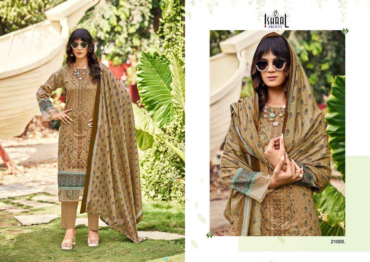 Ishaal Embroidered Vol 21 Lawn Cotton Dress Material Wholesale Surat ( 10 pcs Catalogue )