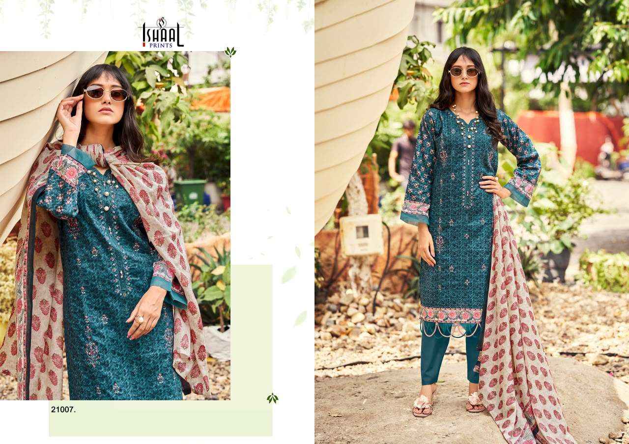 Ishaal Embroidered Vol 21 Lawn Cotton Dress Material Wholesale Surat ( 10 pcs Catalogue )
