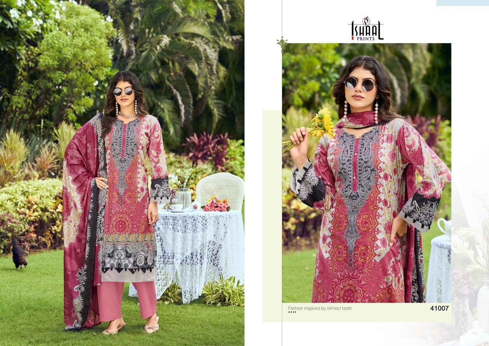 Ishaal Prints Gulmohar Vol 41 Lawn Cotton Dress Material _ Wholesale Factory Rate ( 10 Pcs Catalog )