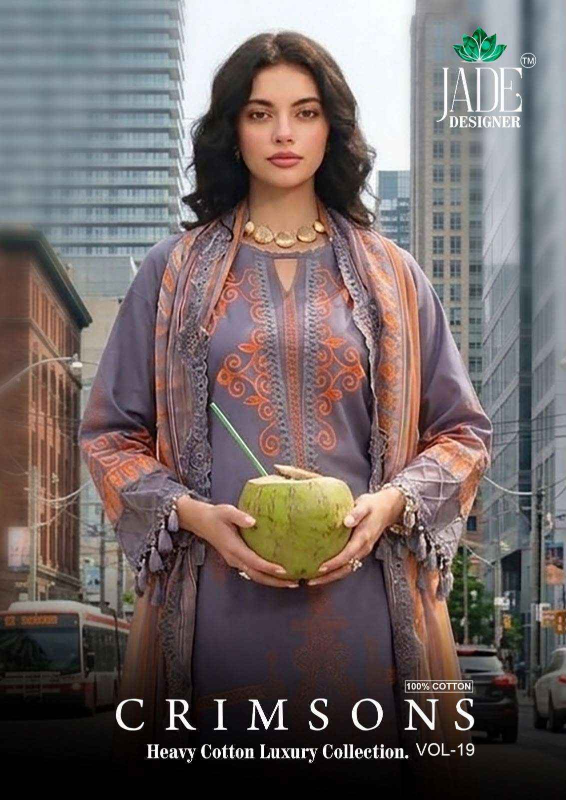 Jade Crimsons Vol 19 Lawn Cotton Dress Material _ Wholesale Factory Rate ( 6 Pcs Catalog )