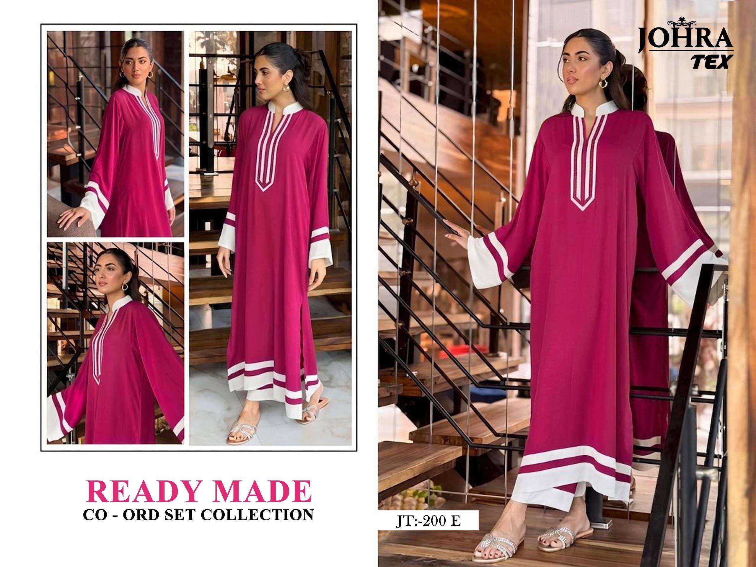 JOHRA TEX JT 200 DEF VISCOSE FANCY WORKS PAKISTANI STYLE KURTI WITH BOTTOM PAIR _ WHOLESALE FACTORY ( 3 PCS CATALOG )