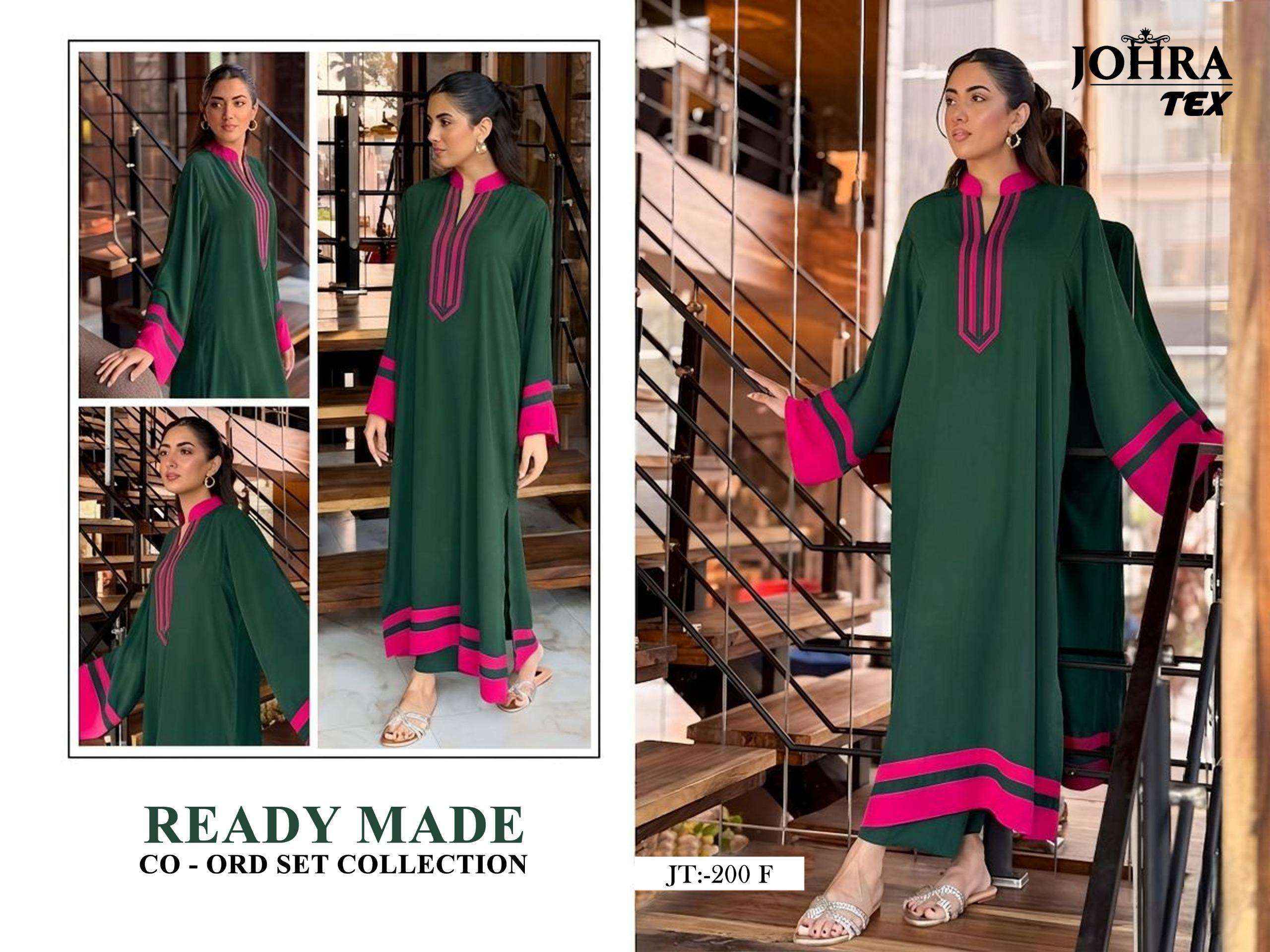 JOHRA TEX JT 200 DEF VISCOSE FANCY WORKS PAKISTANI STYLE KURTI WITH BOTTOM PAIR _ WHOLESALE FACTORY ( 3 PCS CATALOG )
