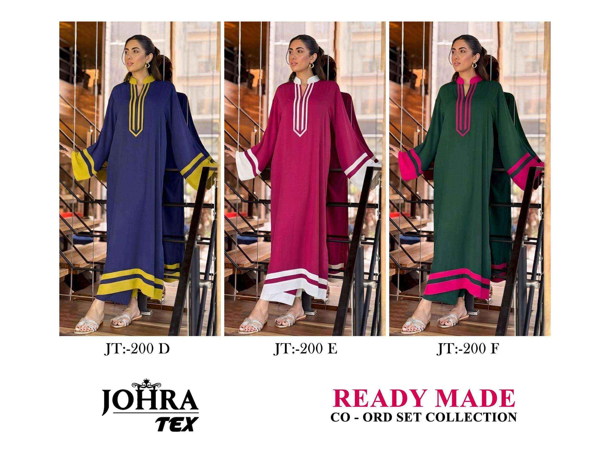 JOHRA TEX JT 200 DEF VISCOSE FANCY WORKS PAKISTANI STYLE KURTI WITH BOTTOM PAIR _ WHOLESALE FACTORY ( 3 PCS CATALOG )