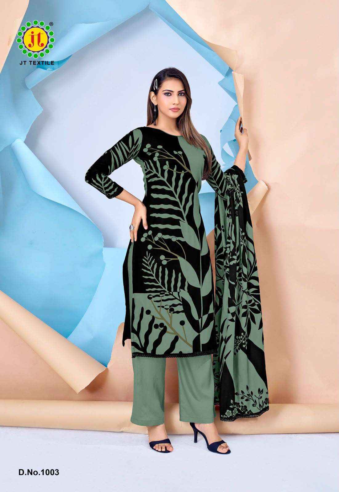 JT NIGAAR VOL 15 RAYON FANCY WORKS LADIES DRESS MATERIAL _ WHOLESALE FACTORY RATE ( 5 PCS CATALOG )