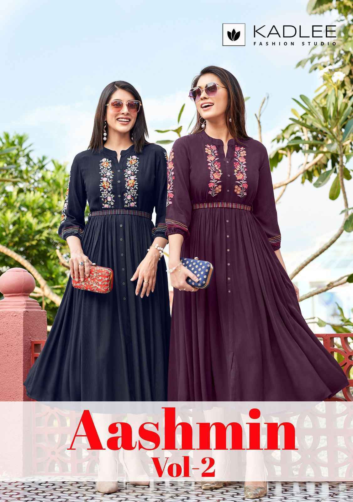 Kadlee Ashmin Vol 2 Wrinkle Rayon Long Kurti Set _ Wholesale Factory Texteli Rate ( 6 Pcs Catalog )