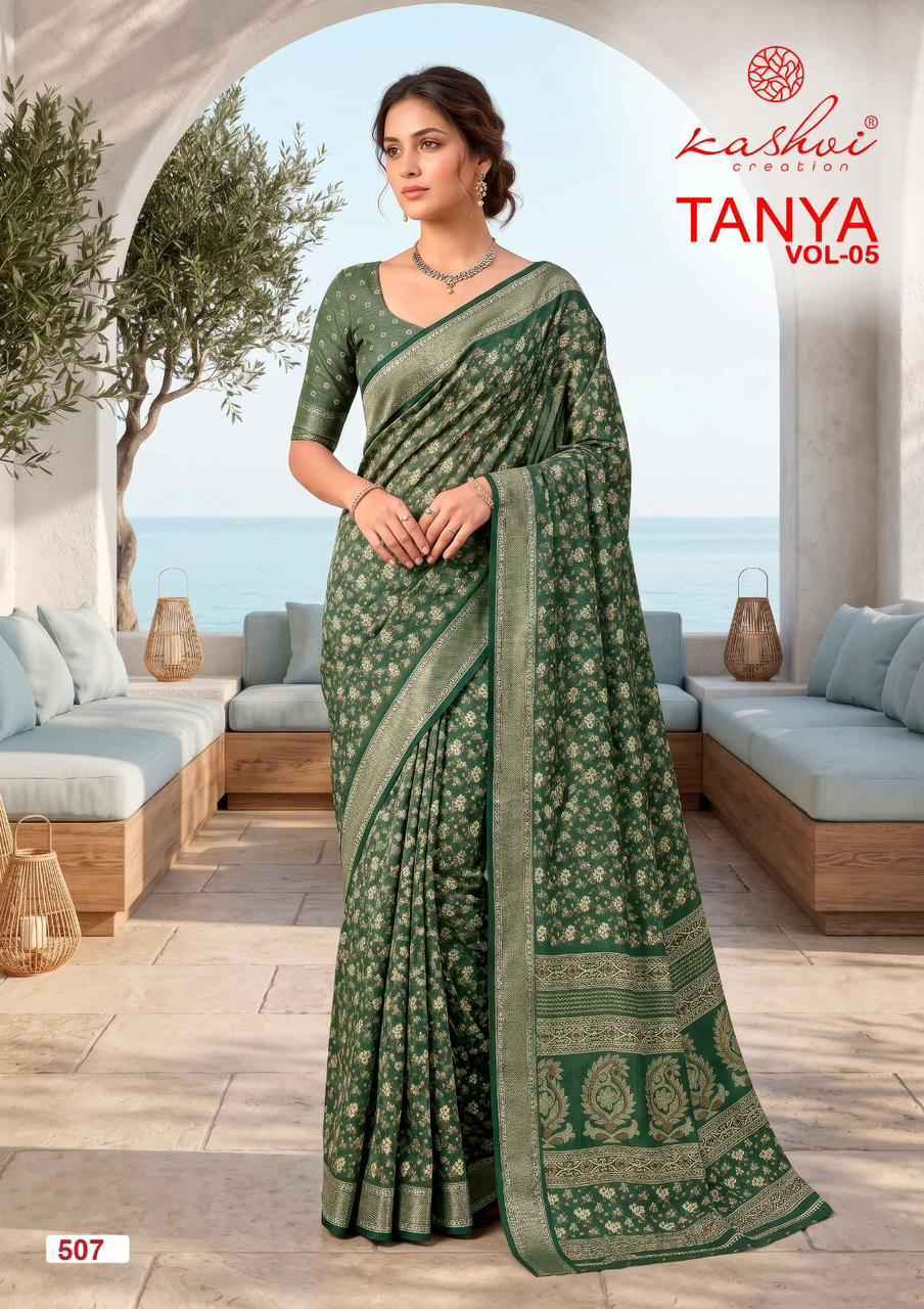 Kashvi Tanya Vol 5 Dull Moss Saree Collection ( 8 Pcs Catalog )