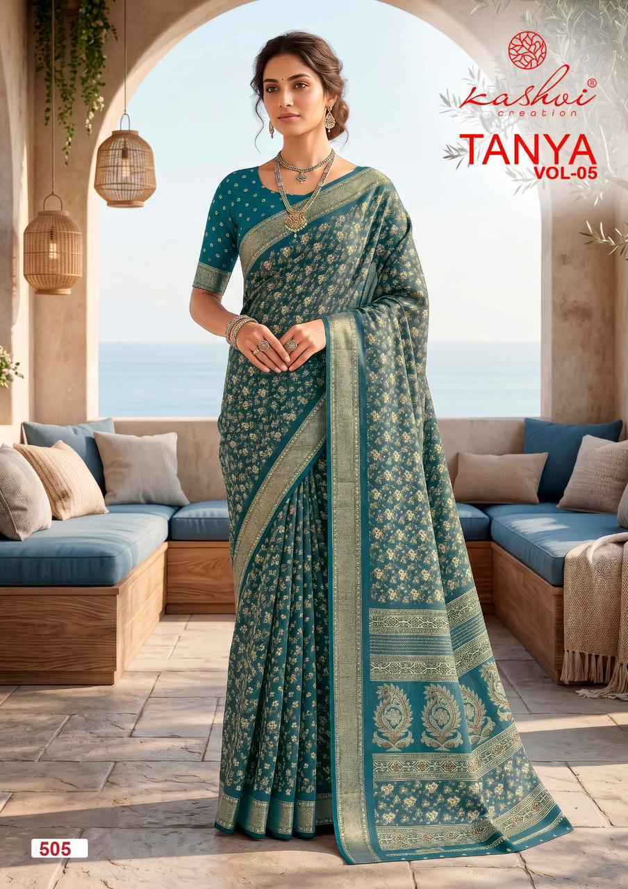 Kashvi Tanya Vol 5 Dull Moss Saree Collection ( 8 Pcs Catalog )