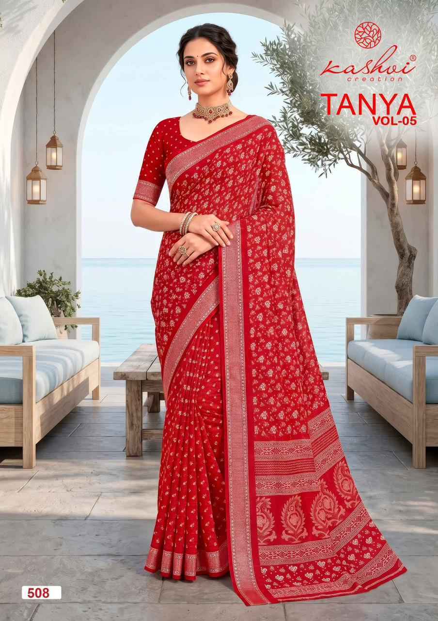 Kashvi Tanya Vol 5 Dull Moss Saree Collection ( 8 Pcs Catalog )