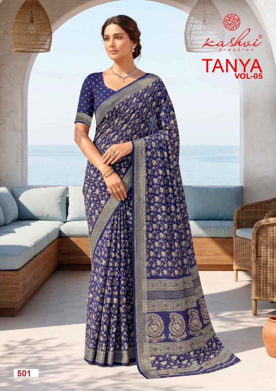 Kashvi Tanya Vol 5 Dull Moss Saree Collection ( 8 Pcs Catalog )
