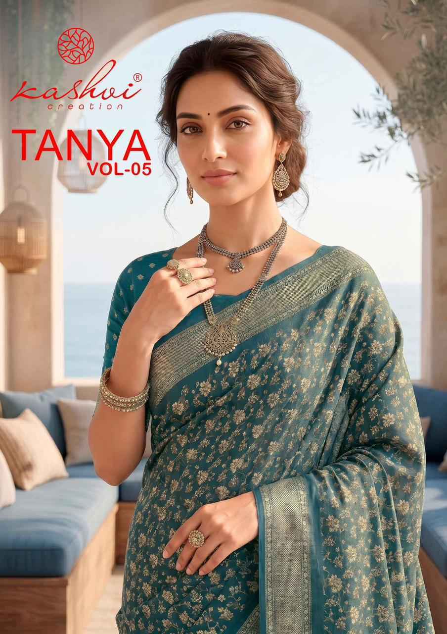 Kashvi Tanya Vol 5 Dull Moss Saree Collection ( 8 Pcs Catalog )
