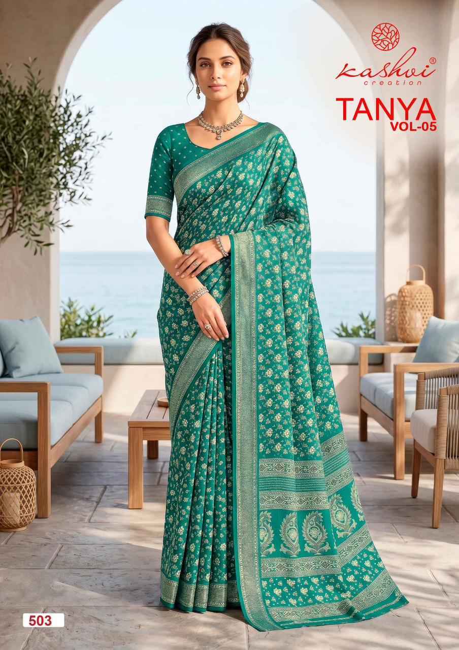 Kashvi Tanya Vol 5 Dull Moss Saree Collection ( 8 Pcs Catalog )
