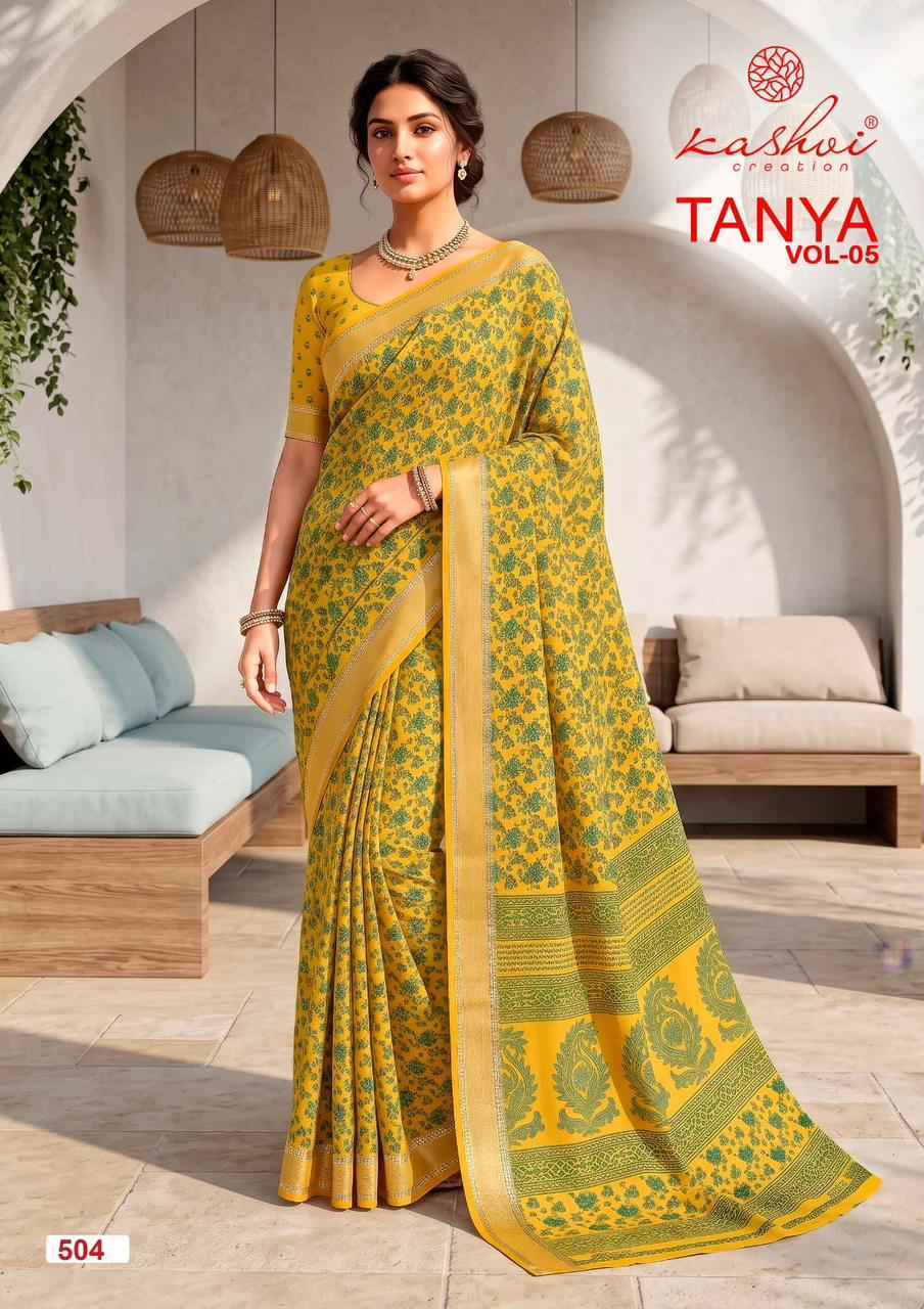 Kashvi Tanya Vol 5 Dull Moss Saree Collection ( 8 Pcs Catalog )