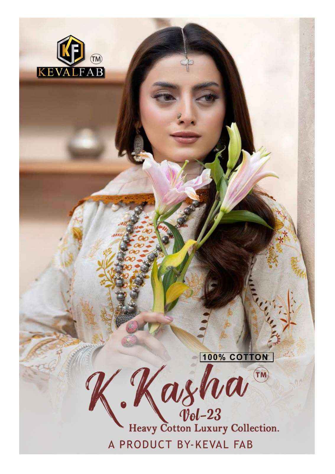 Keval Fab K Kasha Vol-23 Cotton Dress Material, Wholesale Pakistani Dresses ( 6 pc Catalog )