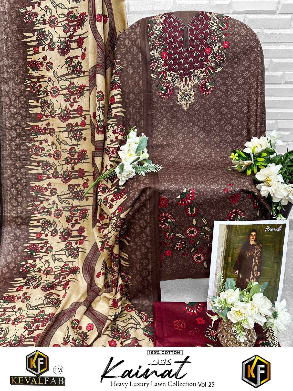 Keval Fab Kainat Vol 25 pure Cotton Pakistani Suits Surat Wholesale ( 6 Pcs Catalogue )