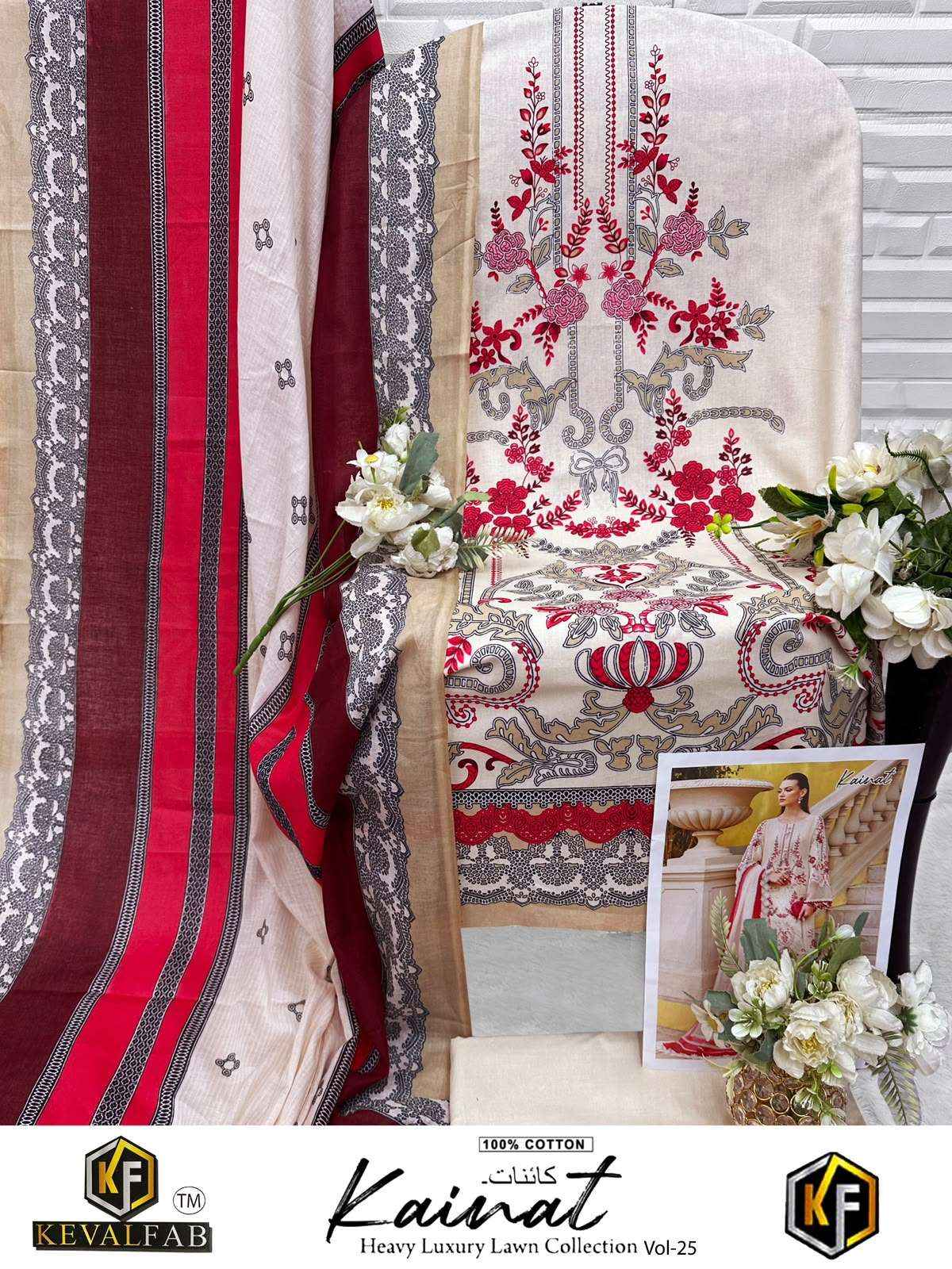 Keval Fab Kainat Vol 25 pure Cotton Pakistani Suits Surat Wholesale ( 6 Pcs Catalogue )