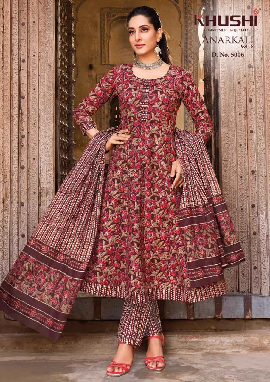 Khushi Anarkali Vol 5 Cotton Kurti Combo Collection _ Wholesale Factory Rate ( 8 Pcs Catalog )