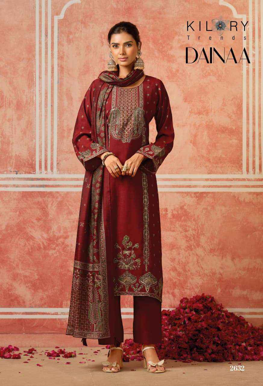 Kilory Dainaa Pure Muslin Fancy Ladies Dress Material _ Wholesale Factory Rate ( 6 Pcs Catalog )