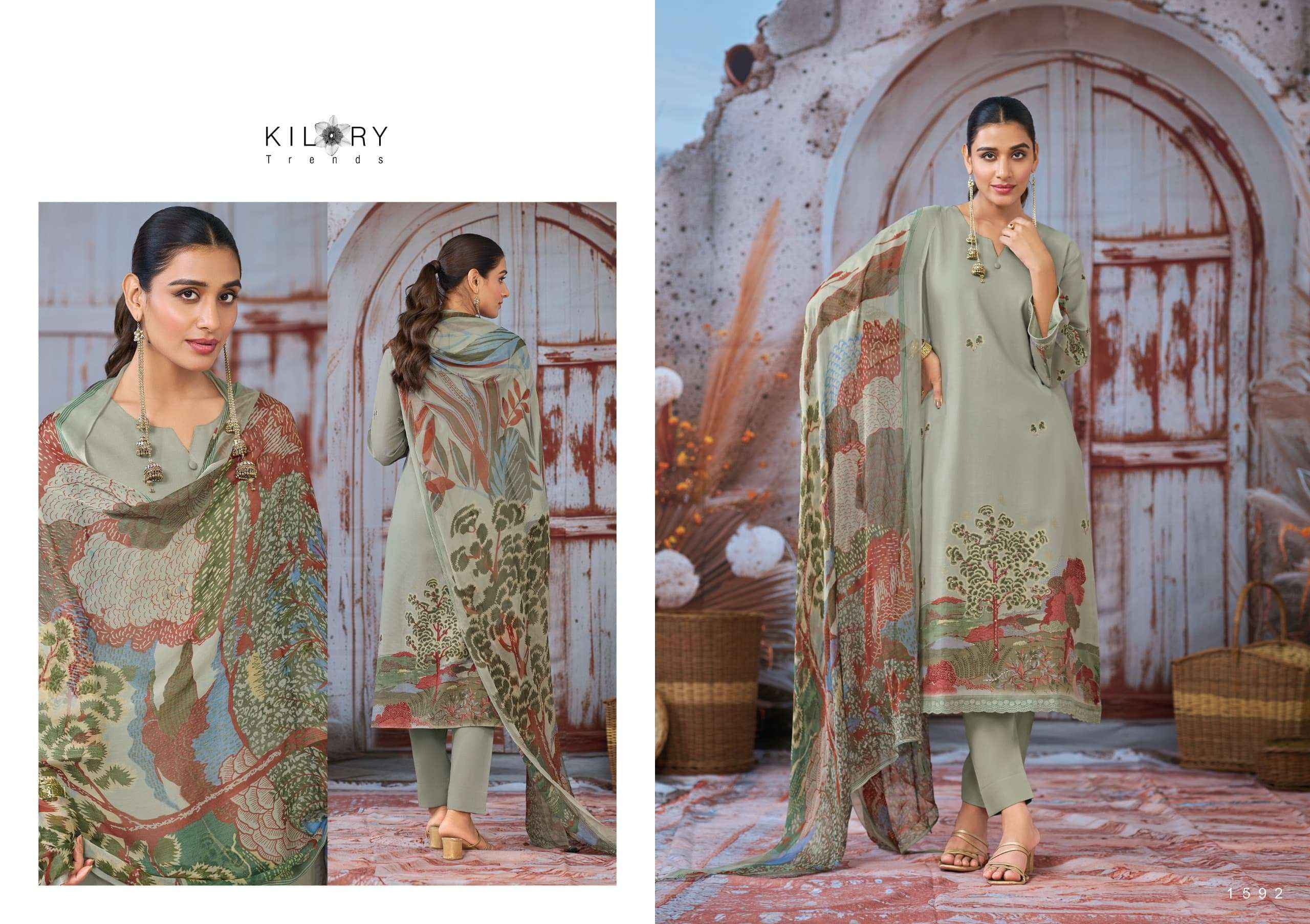 Kilory Devine Designer Chiffon Dupatta Cotton Dress _ Wholesale Factory Rate ( 4 Pcs Catalog )