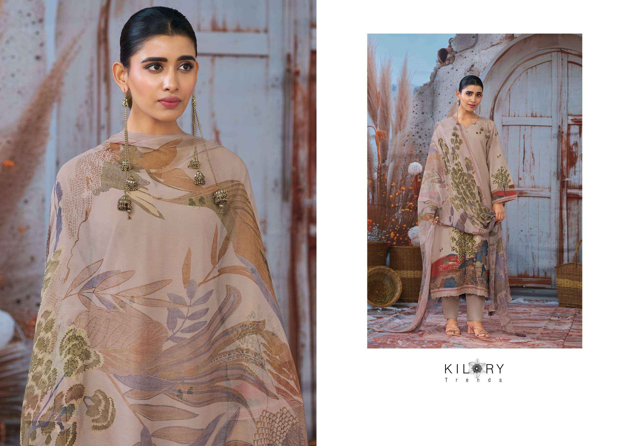 Kilory Devine Designer Chiffon Dupatta Cotton Dress _ Wholesale Factory Rate ( 4 Pcs Catalog )