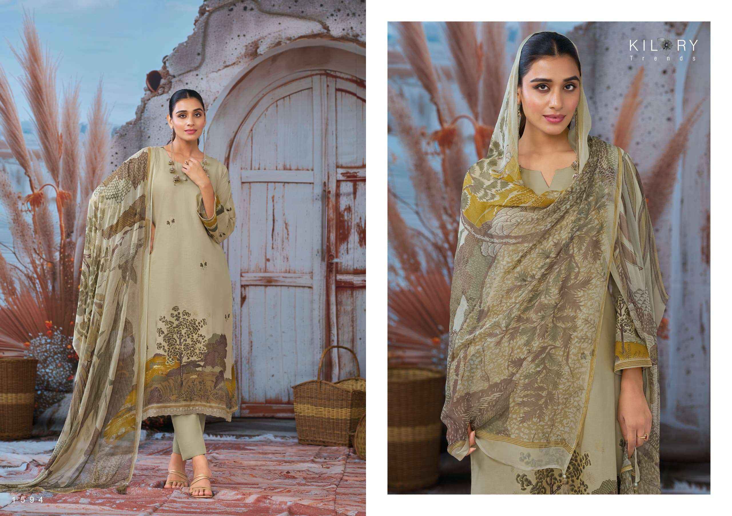 Kilory Devine Designer Chiffon Dupatta Cotton Dress _ Wholesale Factory Rate ( 4 Pcs Catalog )