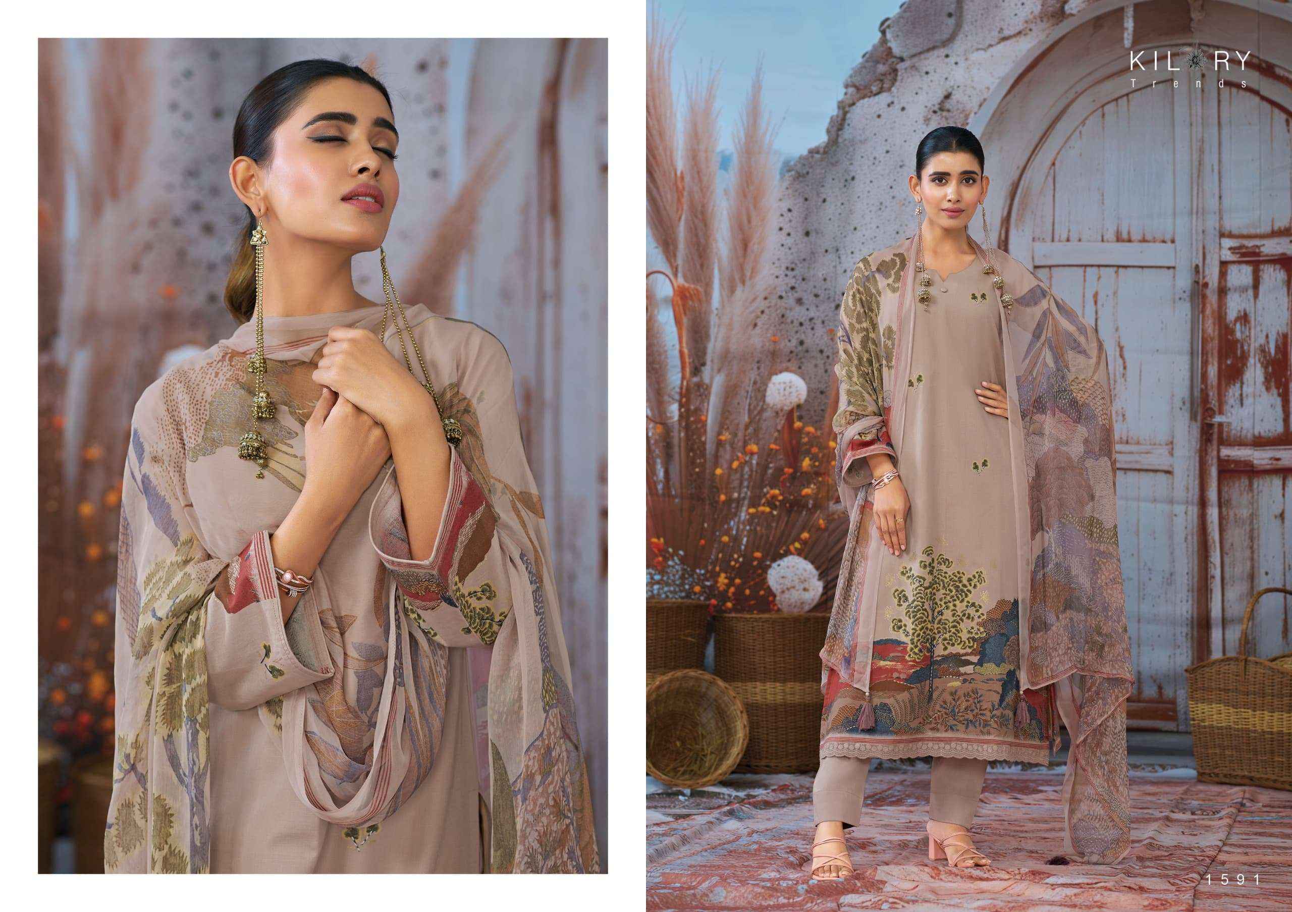 Kilory Devine Designer Chiffon Dupatta Cotton Dress _ Wholesale Factory Rate ( 4 Pcs Catalog )