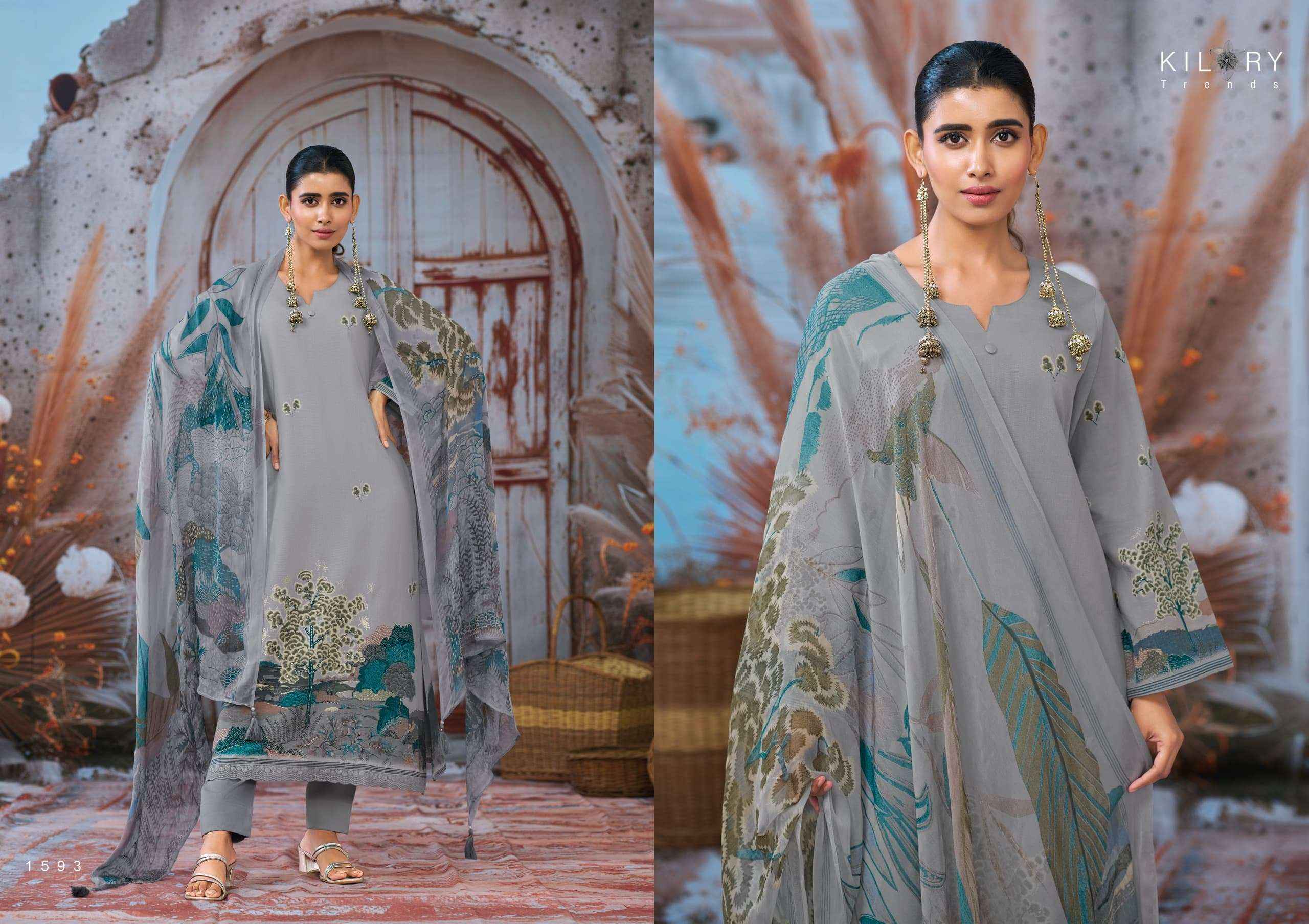 Kilory Devine Designer Chiffon Dupatta Cotton Dress _ Wholesale Factory Rate ( 4 Pcs Catalog )