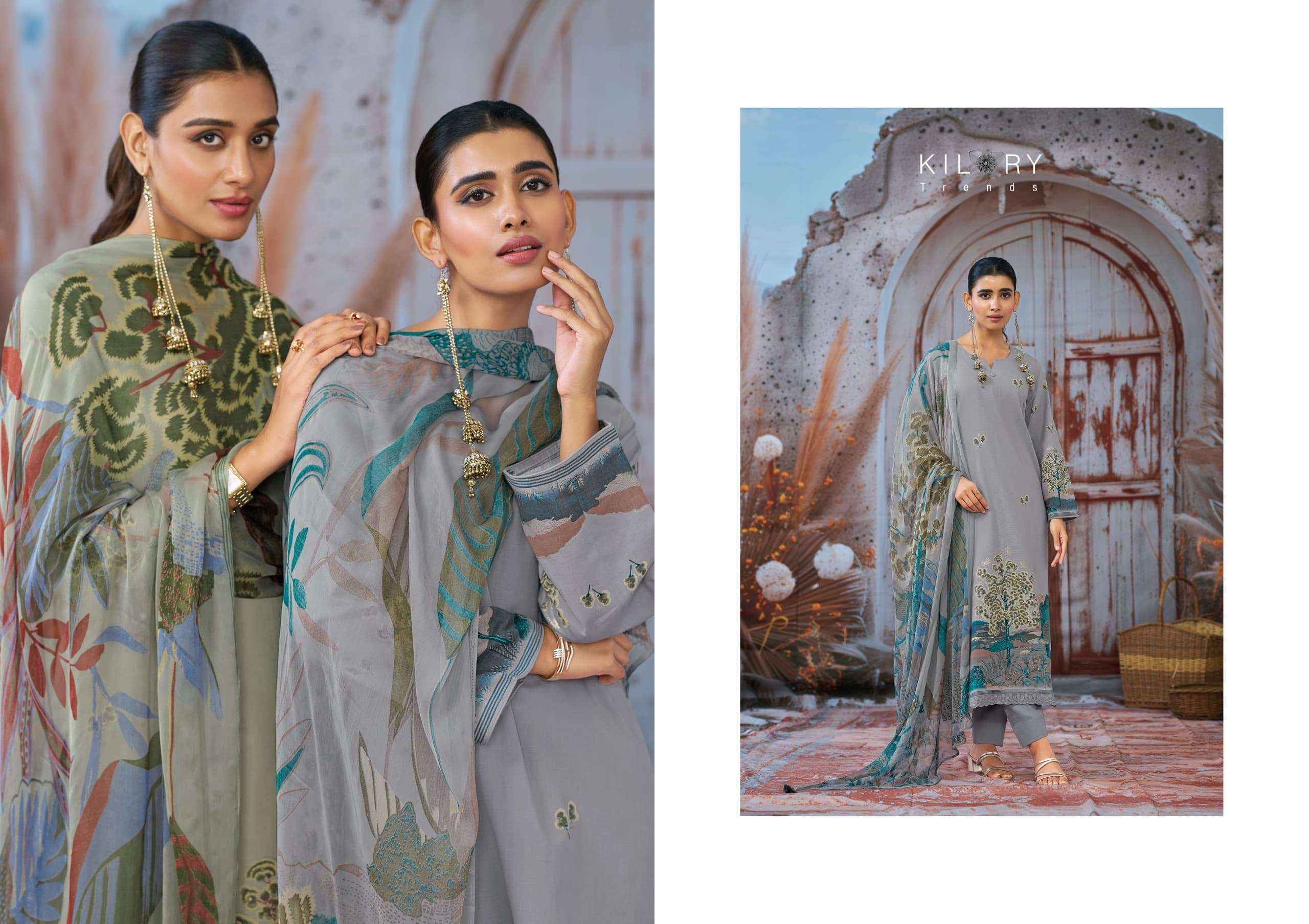 Kilory Devine Designer Chiffon Dupatta Cotton Dress _ Wholesale Factory Rate ( 4 Pcs Catalog )