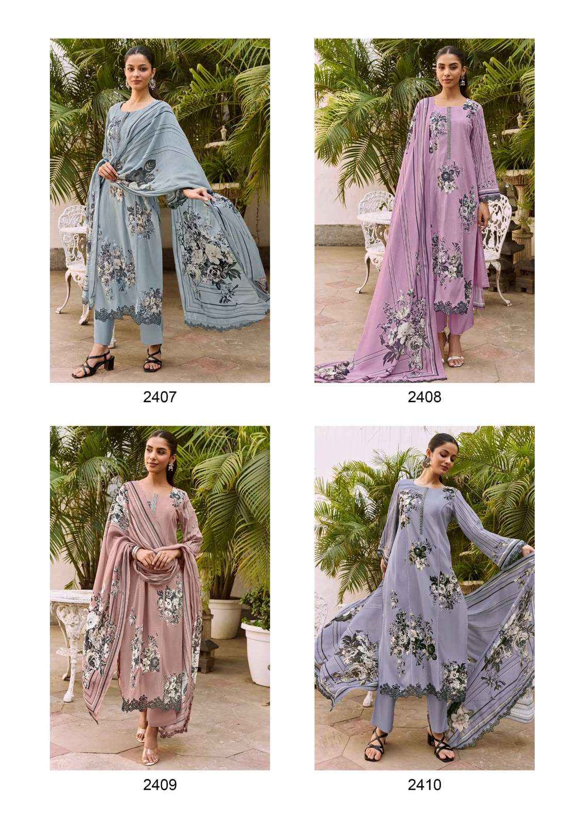 Kimora Shaam Digital Printed Pure Muslin Dress Material _ Wholesale Factory Rate ( 4 Pcs Catalog )